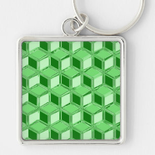 Chaveiro Caixas 3D de cromo - verde esmeralda