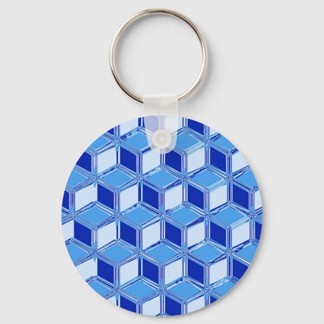 Chaveiro Caixas de 3 d crômicos - azul de cobalto (Frente)