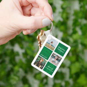 Chaveiro Caixas de 4 fotos divertidas Green com o ano da tu