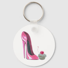 Chaveiro Calçado e Cupcake Stiletto Rosa