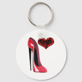 Chaveiro Calçado Red Stiletto e Coração 3D