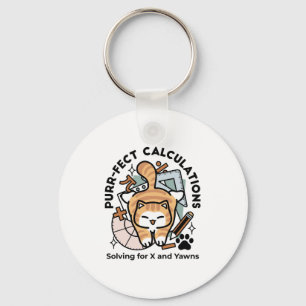 Chaveiro Cálculos Perfeitos – Design de Gato de Matemática