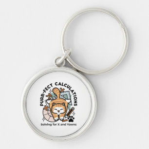 Chaveiro Cálculos Perfeitos – Design de Gato de Matemática