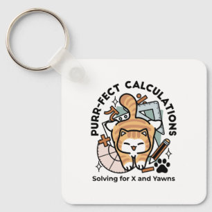 Chaveiro Cálculos Perfeitos – Design de Gato de Matemática