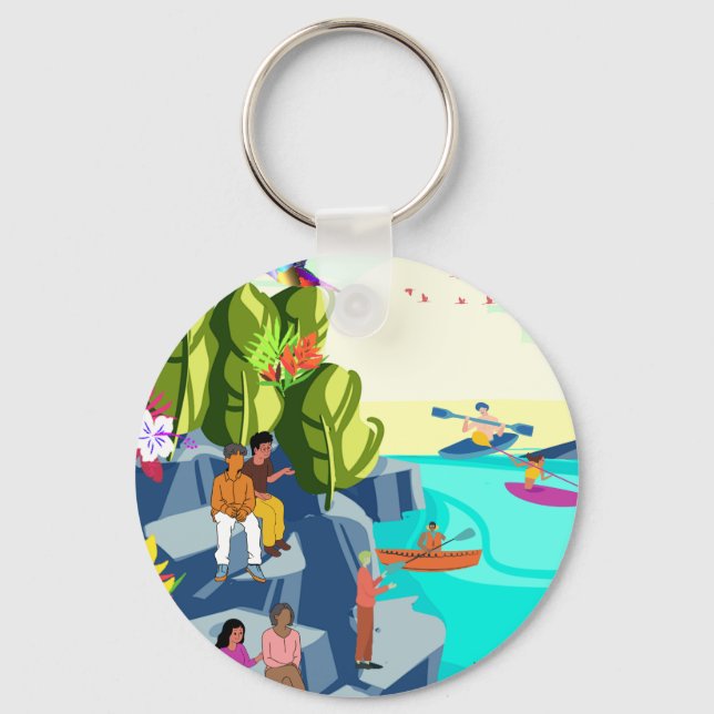 Chaveiro Caleidoscópio da Beleza da Natureza em Kayaking Bl (Frente)