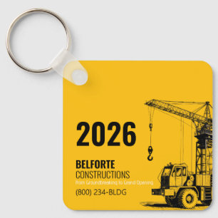 Chaveiro Calendário de Construção Grou Amarelo e Preto
