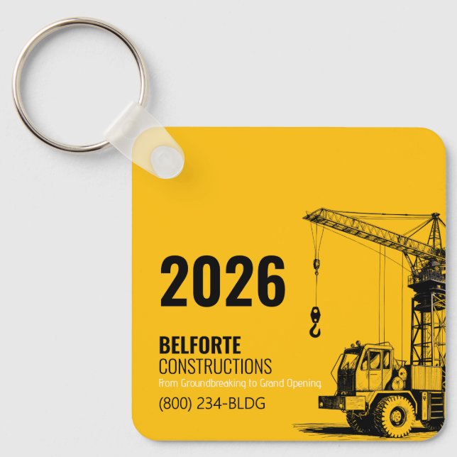 Chaveiro Calendário de Construção | Grou Amarelo e Preto (Frente)