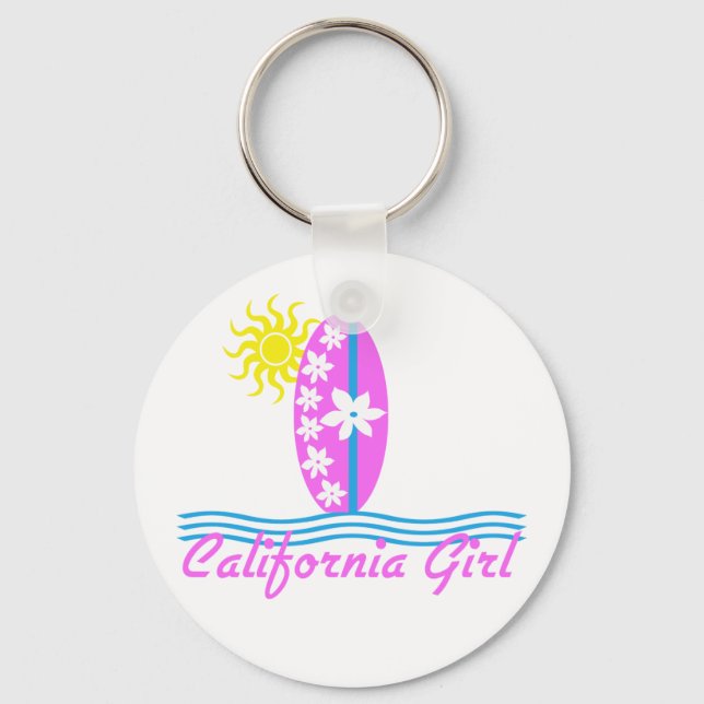 Chaveiro California Girl Pink Surfboard W/Sun (Frente)