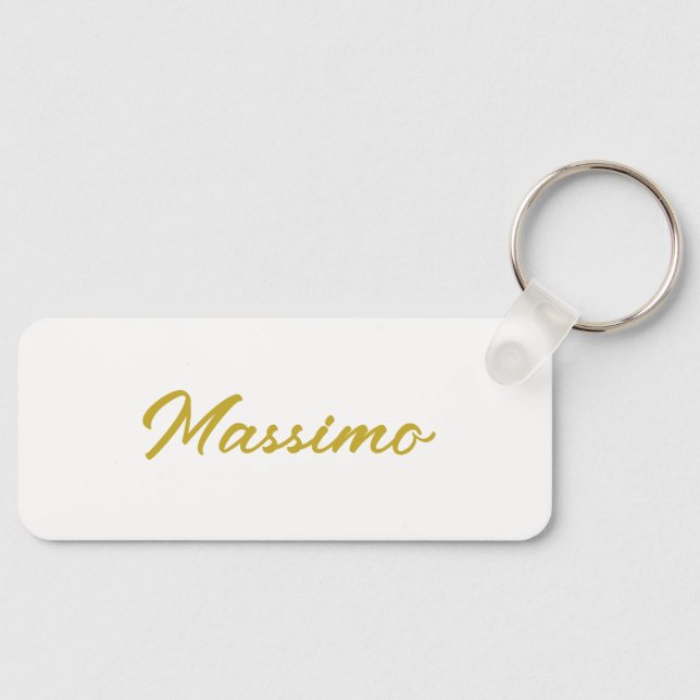 Chaveiro Caligrafia Elegante Dourado Branco Simples Nome (Frente)