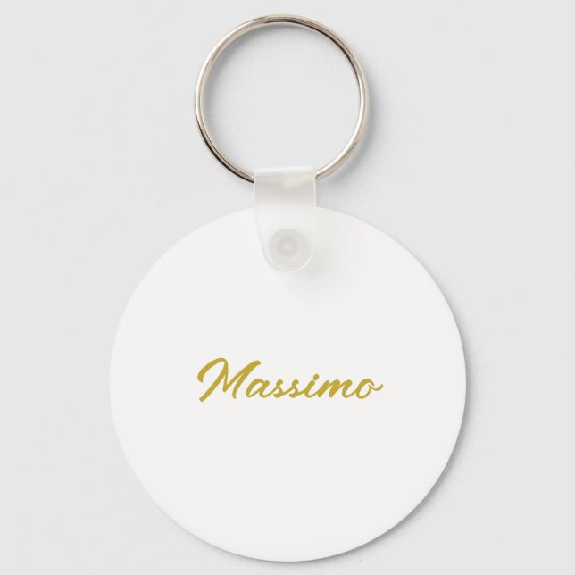 Chaveiro Caligrafia Elegante Dourado Branco Simples Nome (Frente)