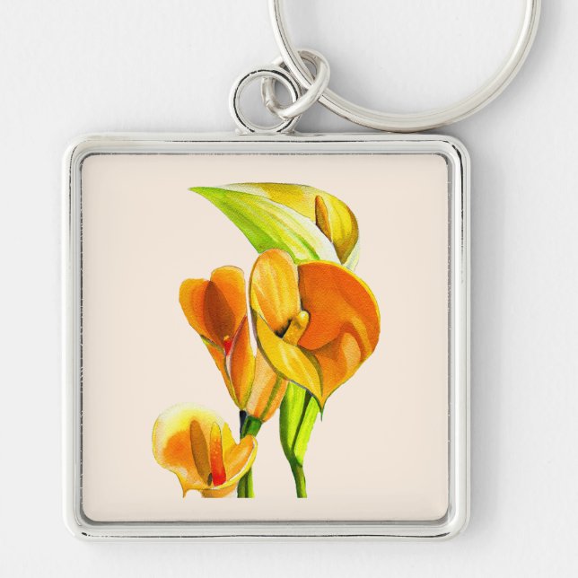 Chaveiro Calla lily orange, cor flutuante (Frente)