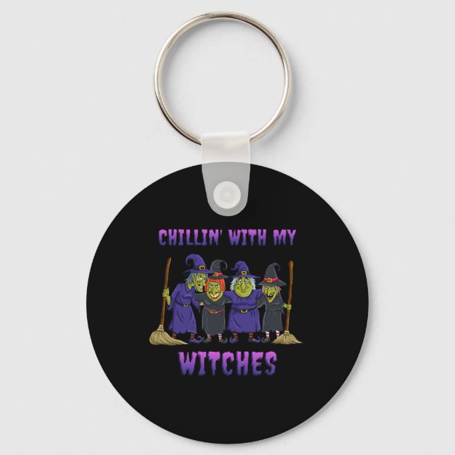 Chaveiro Calma Com As Minhas Bruxas Diversão De Halloween (Frente)