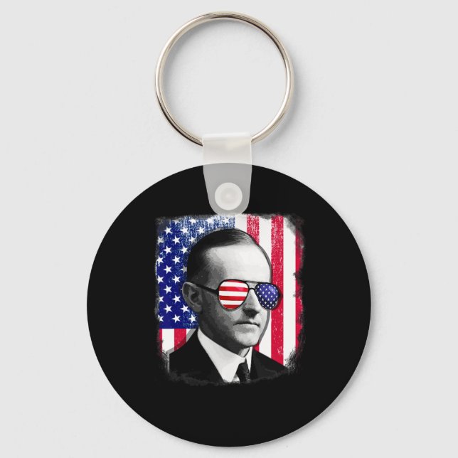 Chaveiro Calvin Coolidge USA Bandeira 4 De Julho (Frente)