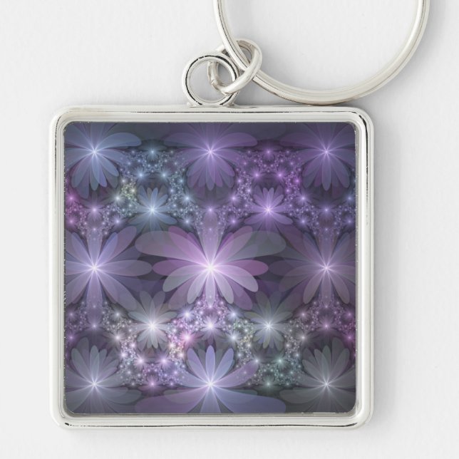 Chaveiro Cama de Flores Arte Fractal Abstrato Moderno e Bri (Frente)