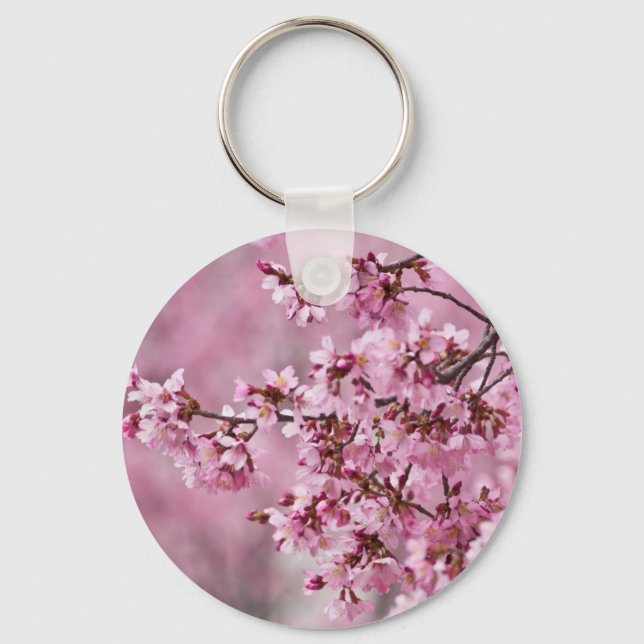 Chaveiro Camélias Sakura Camadas Rosa Pastel (Frente)