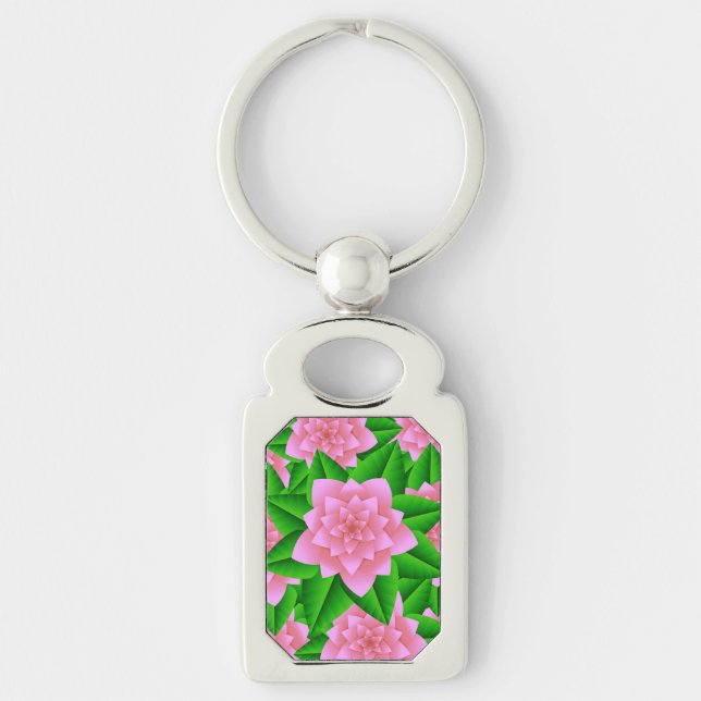 Chaveiro Camellias rosa-gelo e folhas verdes (Frente)