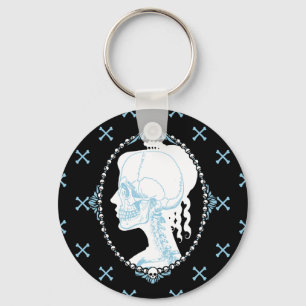 Chaveiro Cameo azul bonito do crânio