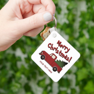 Chaveiro Caminhão chevy vermelho antigo e árvore de Natal p