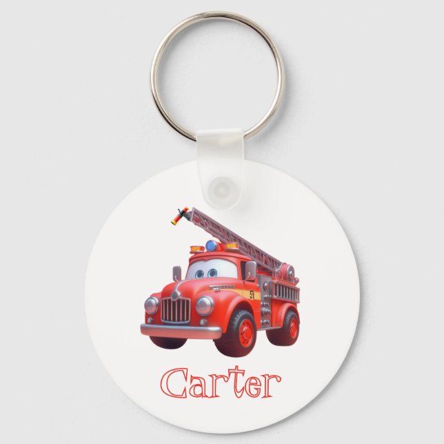 Chaveiro Caminhão de bombeiros fofo (Frente)