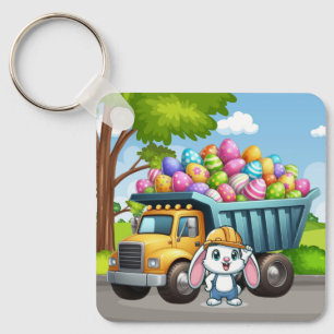 Chaveiro Caminhão de depósito de primavera/coelho da Páscoa