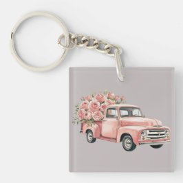 Chaveiro Caminhão Rosa com Rosas