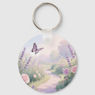 Chaveiro Caminho da Borboleta no Jardim de Rosa Lavanda Son