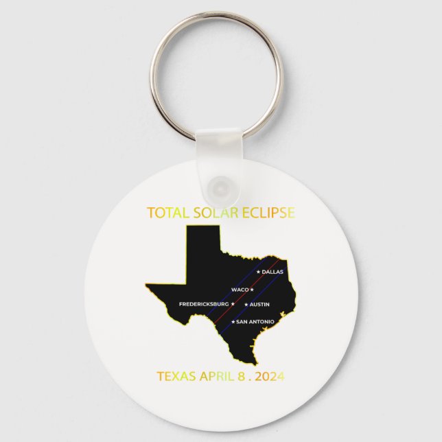 Chaveiro Caminho Do Eclipse Solar 2024 Interative Map Texas (Frente)