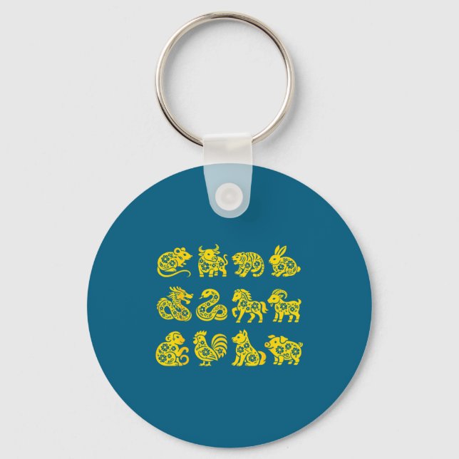 Chaveiro Camisa Ano Feliz Lunar Animais 12 Chineses (Frente)