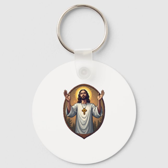 Chaveiro Camisa Branca Gravada Cristo Alfa Ômega 2 (Frente)