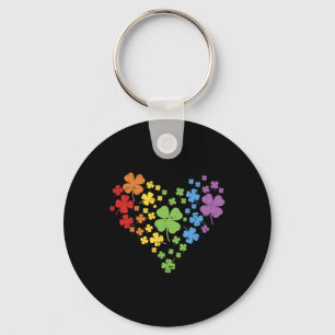 Chaveiro Camisa Coração de Trevo Lgbt Arco-íris Dia de São 