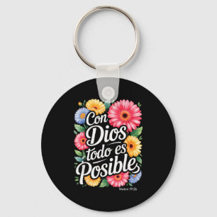 Chaveiro Camisa cristã espanhola Com Deus Tudo É Possível F
