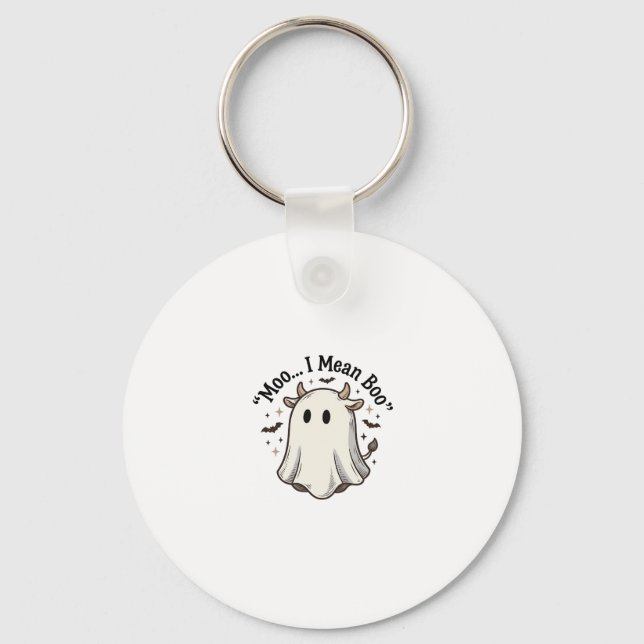 Chaveiro Camisa Cute Ghost Cow Halloween Moo Eu Quero Dizer (Frente)