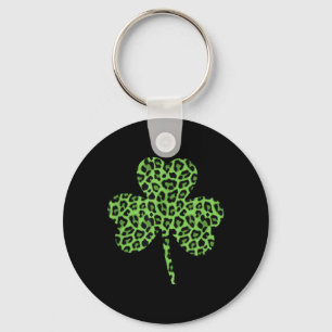 Chaveiro Camisa Cute Verde com Padrão de Trevo e Leopardo