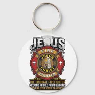 Chaveiro Camisa da Fé Cristã Vintage Jesus Bombeiro