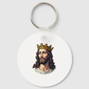 Chaveiro Camisa da Fé da Gravura Vintage Jesus Coroado Rei