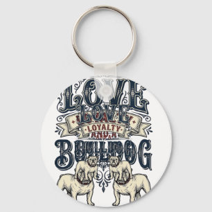 Chaveiro Camisa de Amor Bulldog Gravura Vintage Citação de 