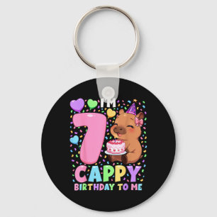 Chaveiro Camisa de Aniversário de Capivara 7 Garota Kawaii 