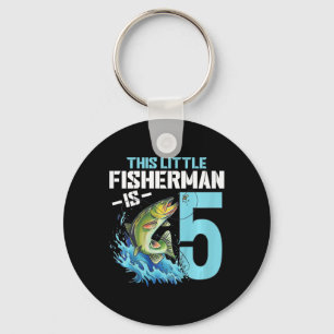 Chaveiro Camisa de aniversário de pesca infantil Menino de 
