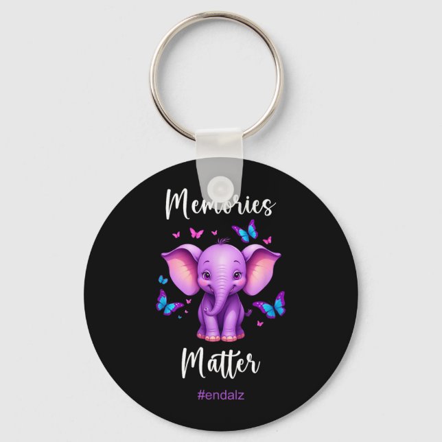 Chaveiro Camisa de Conscientização do Alzheimer Elefante Ro (Frente)
