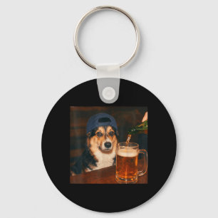Chaveiro Camisa de Corgi Bebendo Cerveja Dia dos Pais Engra