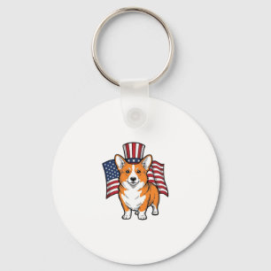 Chaveiro Camisa de Corgi Patriota com Desenho de Gravura Vi