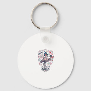 Chaveiro Camisa de desenho de gravura vintage Flamingo Patr