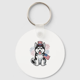 Chaveiro Camisa de Desenho Vintage de Cachorro Husky Patrio