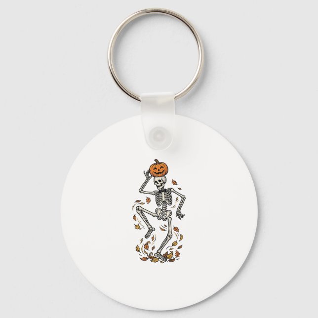 Chaveiro Camisa de Esqueleto de Abóbora Arte de Ossos Dança (Frente)