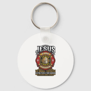 Chaveiro Camisa de Fé Cristã Vintage Bombeiro Jesus