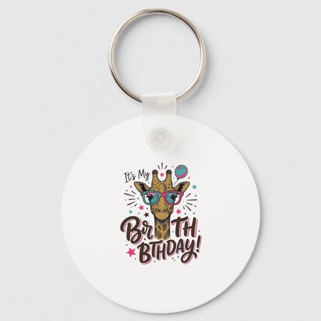 Chaveiro Camisa de Festa de Aniversário com Girafa e Gravaç (Frente)