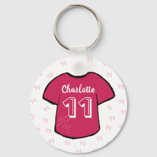 Chaveiro Camisa de futebol rosa de qualquer idade