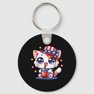 Chaveiro Camisa de Gato Fofa 4 de Julho para Meninas Crianç