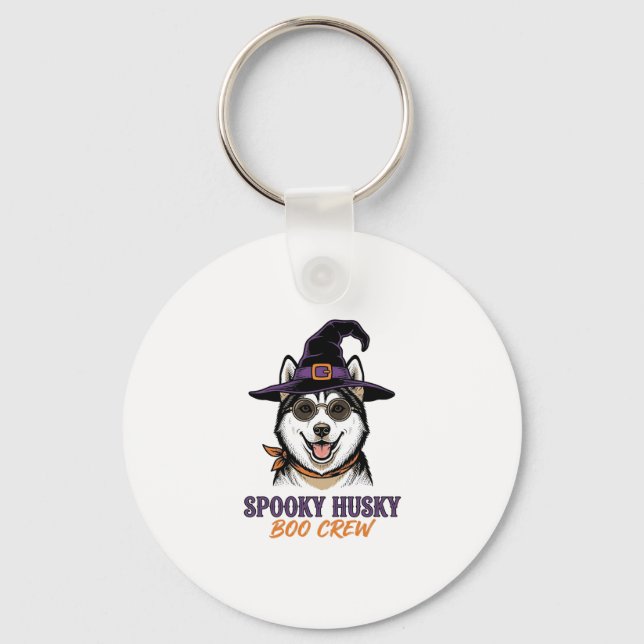 Chaveiro Camisa de Husky de Halloween Bruxa Cachorro Gráfic (Frente)