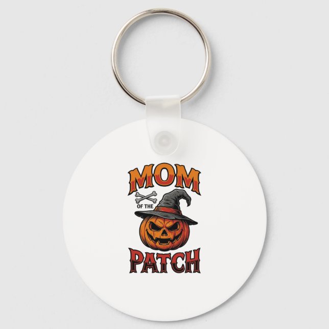 Chaveiro Camisa de Mãe de Halloween Abóbora Ossos Arte Vint (Frente)